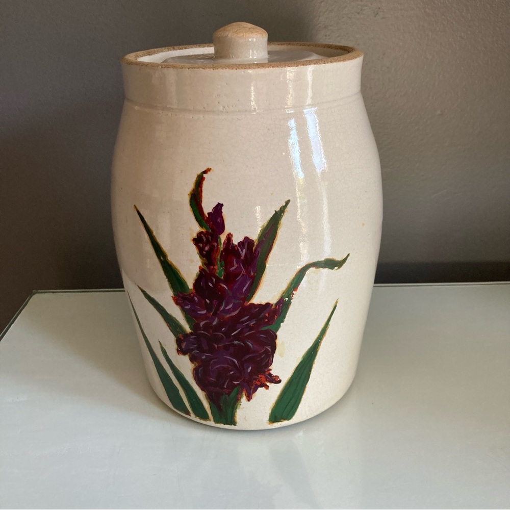 Vintage Stoneware Lidded Cookie Jar